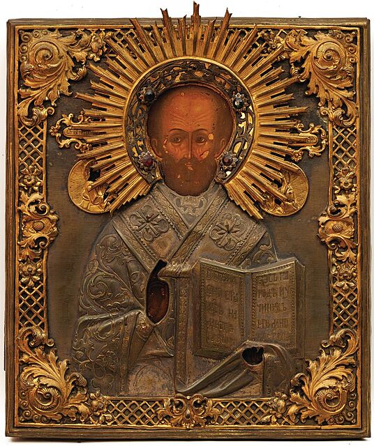 IKONA, ŚWIĘTY MIKOŁAJ CUDOTWÓRCA, Rosja, 1. poł. XIX w.