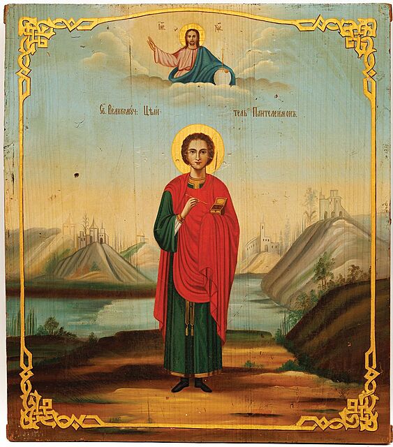 IKONA ŚWIĘTY PANTALEON, Rosja, XIX w.