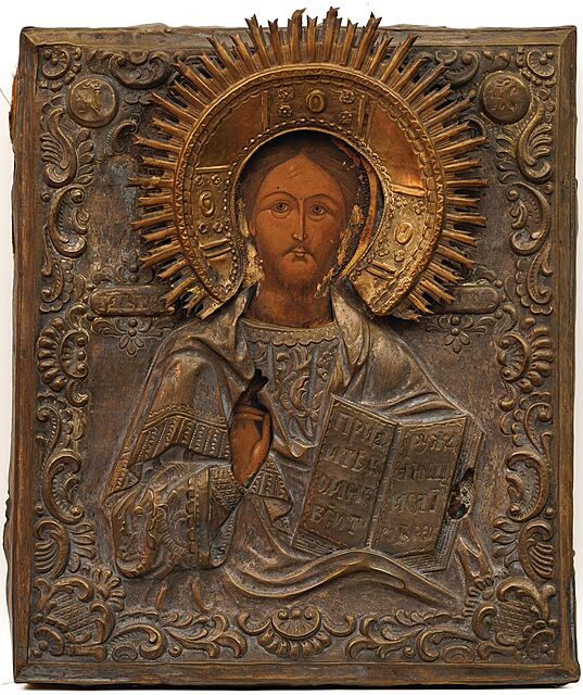 IKONA, CHRYSTUS PANTOKRATOR, Rosja, XIX w.