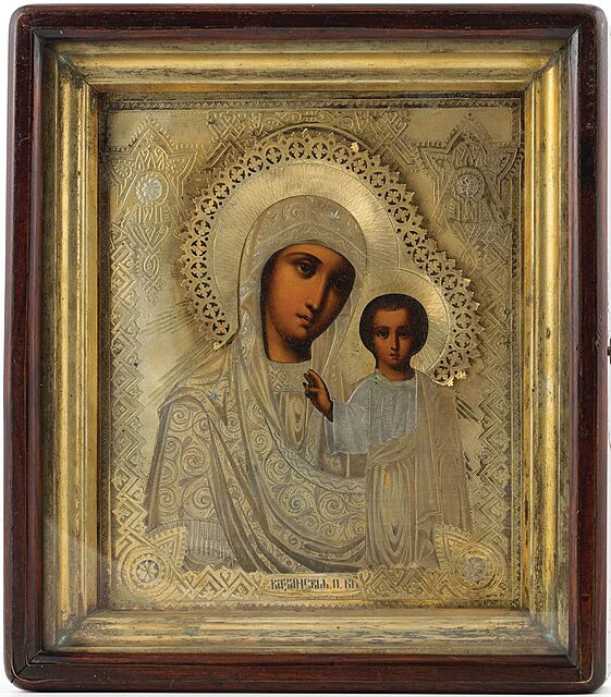 IKONA W KIOCIE, MATKA BOŻĄ KAZAŃSKA, Rosja, Moskwa, Nikołaj Fiedorowicz Struliew, 1884
