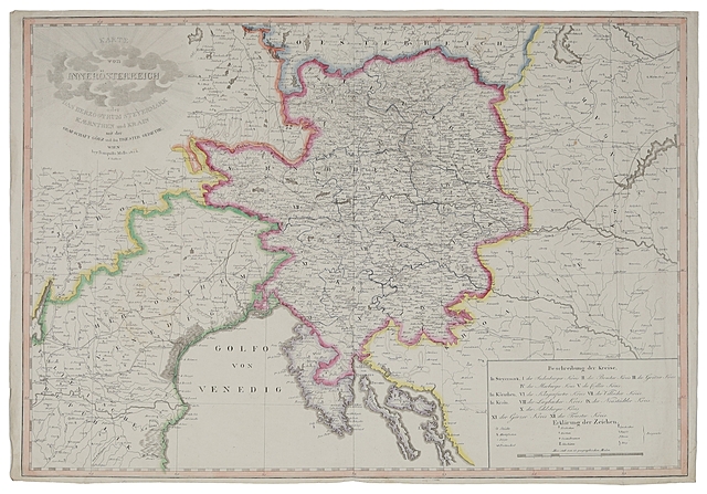 [Wenecja,Klagenfurt,Chorwacja] Karte von Innerösterreich oder das Herzogthum Steyermark, Kaernthen und Krain, 1804