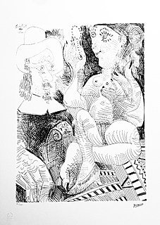 Woman at her Toilette and Man with a Rembrandt Hat