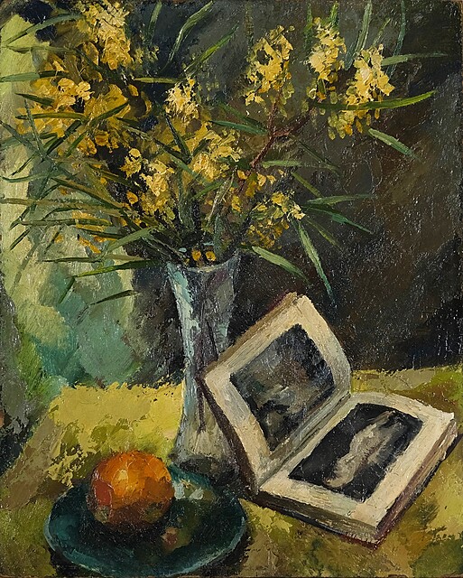 Martwa natura z albumem i bukietem kwiatów, przed 1939