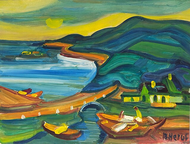 Łodzie na brzegu morza, ok. 1950