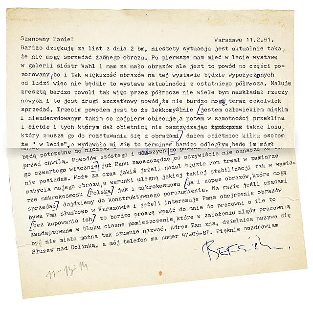 List do kolekcjonera, 1981