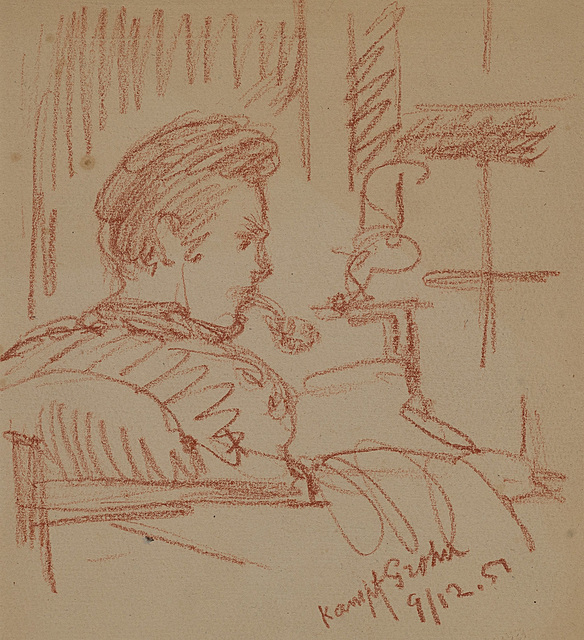 Mężczyzna palący fajkę, 1957 