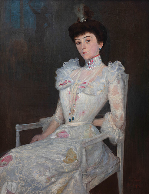 Portret damy w białej sukni, 1899 r.