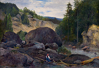 Pejzaż górski ze strumieniem, 1889 (?)