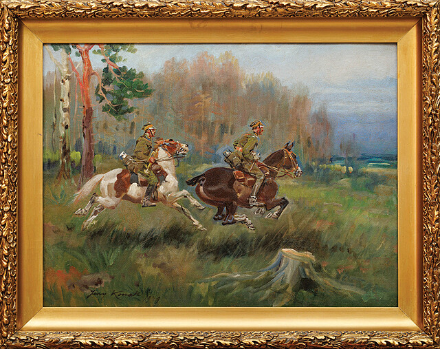 DWÓCH CWAŁUJĄCYCH KAWALERZYSTÓW IIRP, 1927
