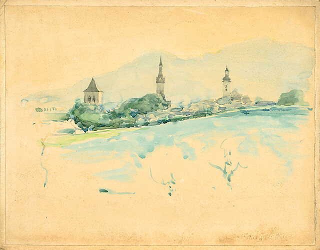 Panorama miasta z wieżami