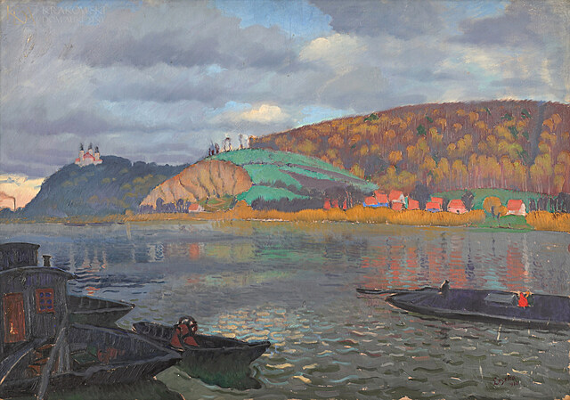 "Na Wiśle - widok na Bielany" (1930)