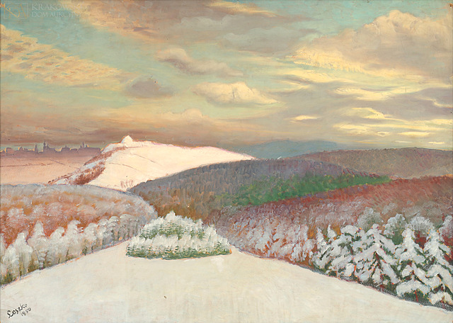 "Pejzaż zimowy z panoramą Krakowa" (1950)