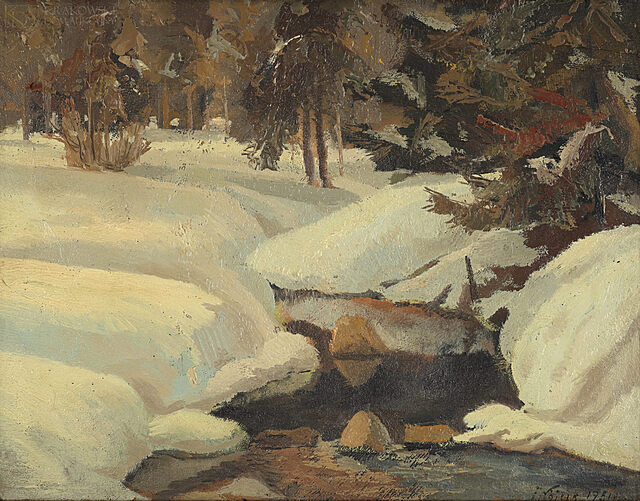 "Pejzaż zimowy z rzeką" (1951)