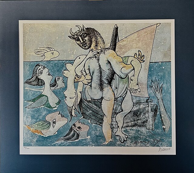 Minotaur niosący nagą kobietę i Syreny, (1937)
