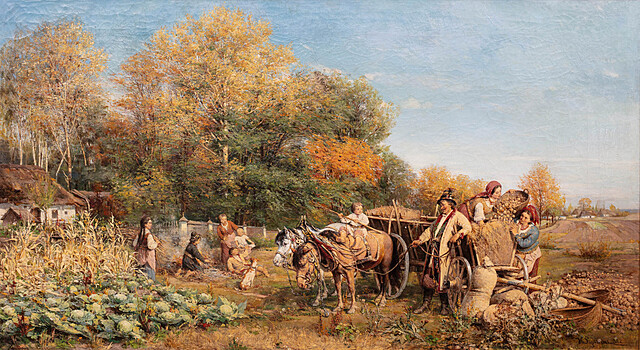 Jesień, W jesieni, Kopanie kartofli, Jesienne roboty w polu, 1882 r.