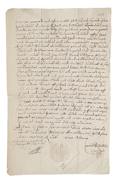 Akt „Feria sexta die Sancti Valentini” Kraków 1648