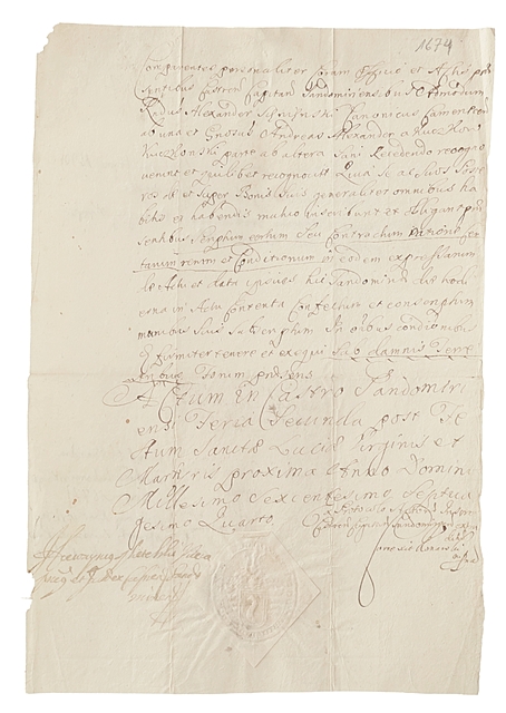 „Feria secunda post festum Sancta Lucia”, Sandomierz 1674