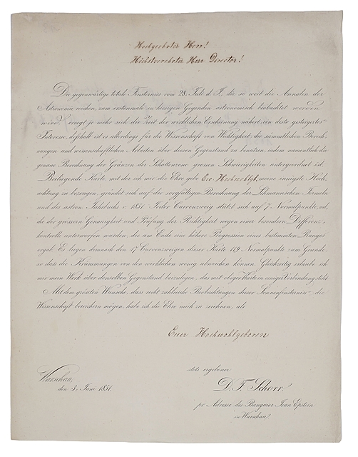 Ulotka reklamująca książkę D. Ferdinanda, „Zaćmienie słońca w dniu 16/28 lipca 1851”, Warszawa 3 VI 1851 