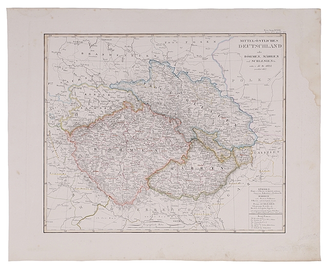 A. Stieler (1775–1836), Mapa Śląska, Czech i Moraw. Tyt. oryg.: „Böhmen, Mähren, Schlesien”, 1827