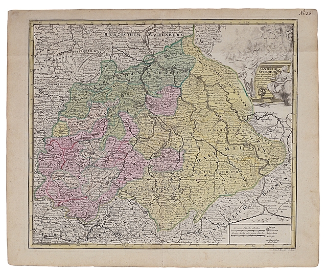 Christoph Weigel (1654 - 1724), Mapa Saksonii, tyt.oryg.: „Saxonia superior”. Norymberga, 1724