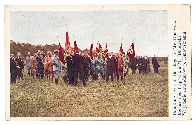 Presentation of flags to 1st Division of Polish Army in France, 22nd June 1918: The Handling over of the flags to Mr. Dmowski