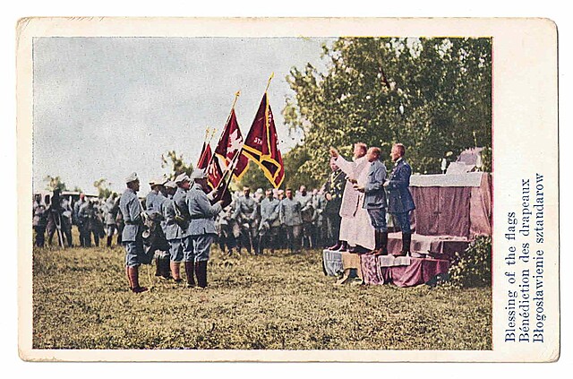 Presentation of flags to 1st Division of Polish Army in France, 22nd June 1918: Blessing of the flags