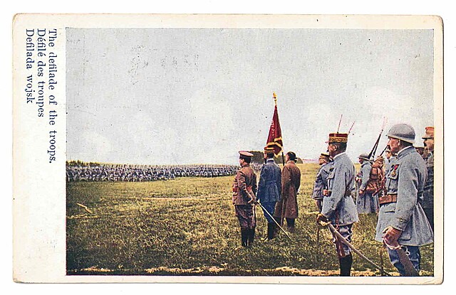 Presentation of flags to 1st Division of Polish Army in France, 22nd June 1918: The defilade of the troops.