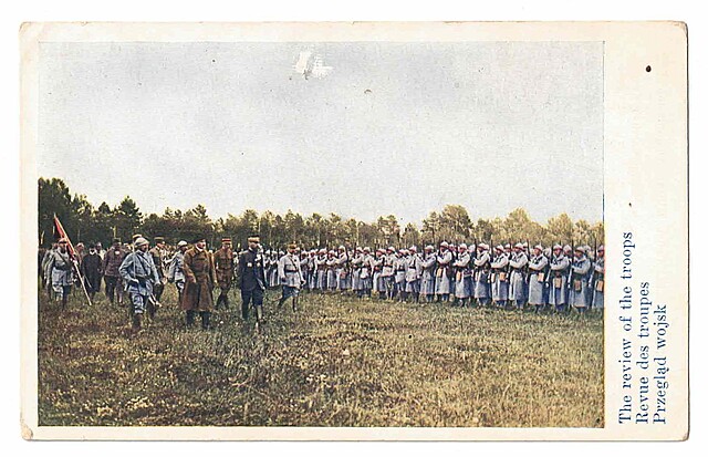 Presentation of flags to 1st Division of Polish Army in France, 22nd June 1918: The review of the troops