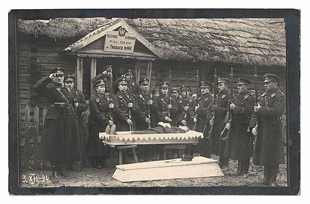 3. XII. – 24 Posterunek 19 Kompanji Pol. Gran. w Trudach No. 144. Eksportacja zwłok Władysława Początka