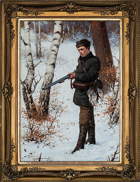"Myśliwy na zimowym polowaniu", 1932 r.