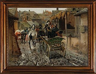 CZWÓRKA PRZEJEŻDŻAJĄCA PRZEZ MIASTECZKO, 1918