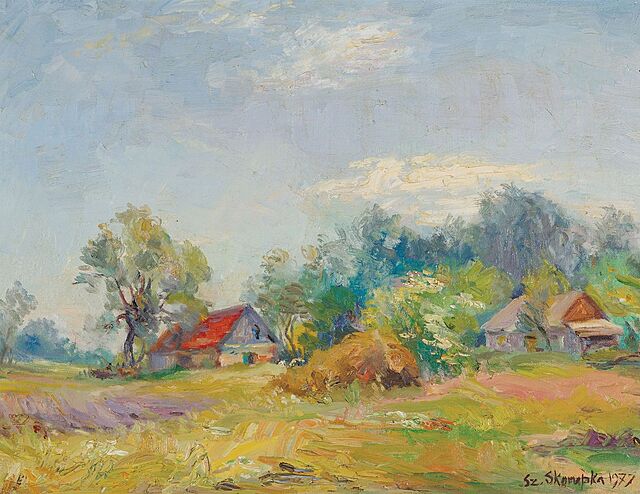 PEJZAŻ Z DWIEMA CHATAMI, 1977