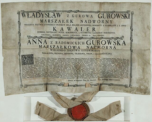 UNIWERSAŁ DWORSKI, Konarzewo, 11.11.1776