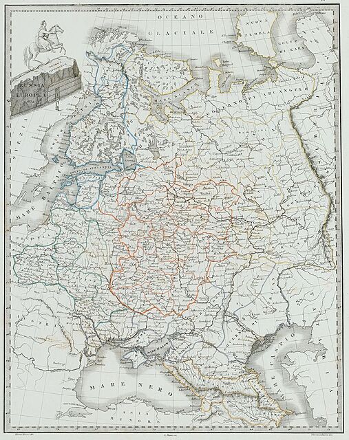 MAPA ROSJI, CZĘŚCI EUROPEJSKIEJ, 1854