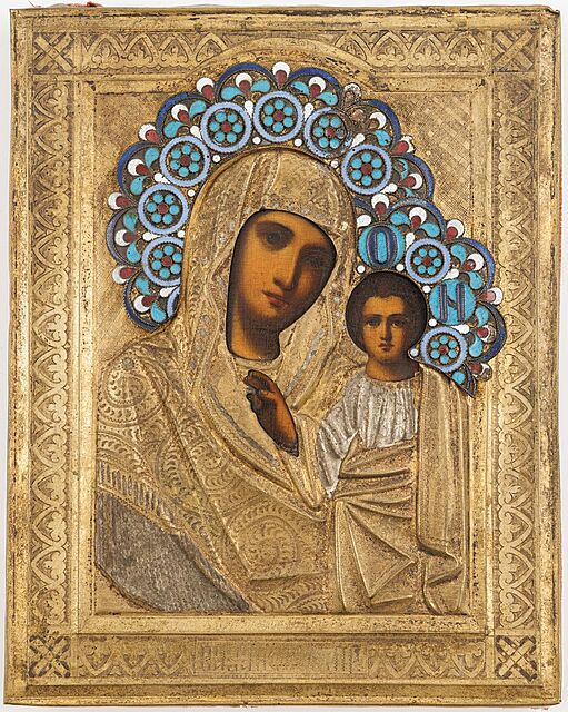 IKONA, MATKA BOŻA KAZAŃSKA, Rosja, 2. poł. XIX w.