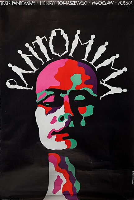 PLAKAT, TEATR PANTONIMY, HENRYK TOMASZEWSKI, WROCŁAW, 1972