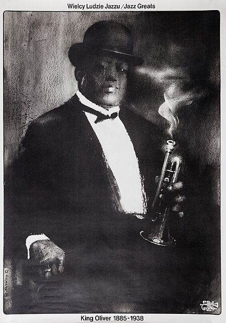PLAKAT, WIELCY LUDZIE JAZZU, KING OLIVER, 1975