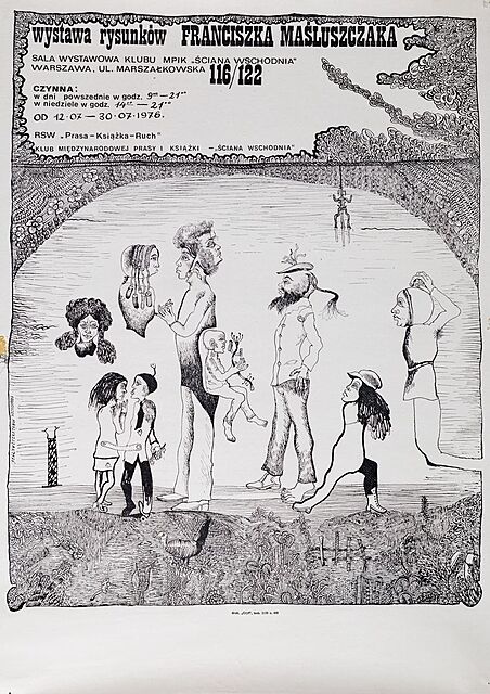 PLAKAT DO WYSTAWY RYSUNKÓW, KMPiK, Ściana Wschodnia, Warszawa, 1976