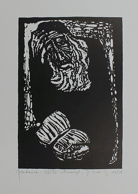 Żyd z księgą z cyklu „Judaica” (1964, odbitka późniejsza)
