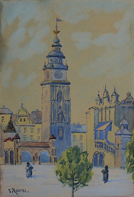 Wieża Ratuszowa z budynkiem Odwachu w Krakowie, l.30.XX w.