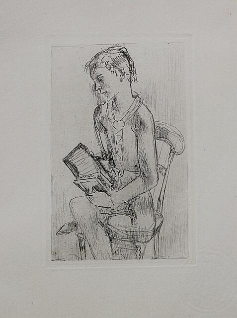 Chłopiec z harmonią (z „La porte Lourde. Poémes en prose de René Morand, dessins hors-texte par Eugéne Zak”, Paris 1929)