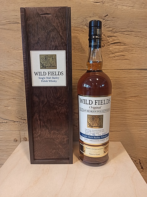 Wild Fields Single Malt 100% Barley Polish Whisky in wooden box 0,7L 46,5%