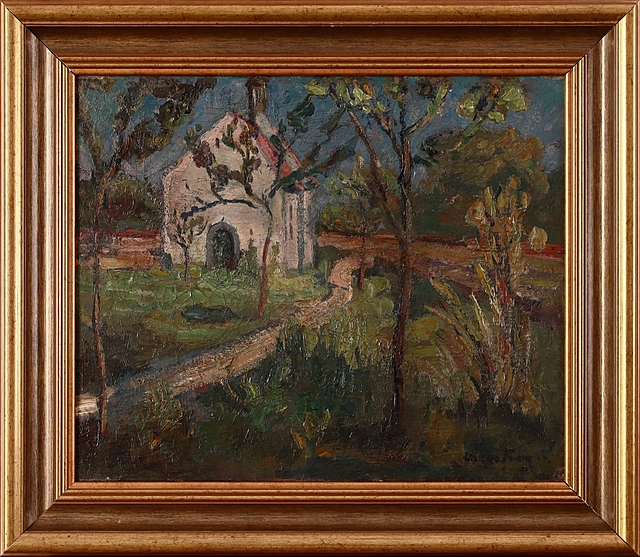 Pejzaż z wiejskim kościołem