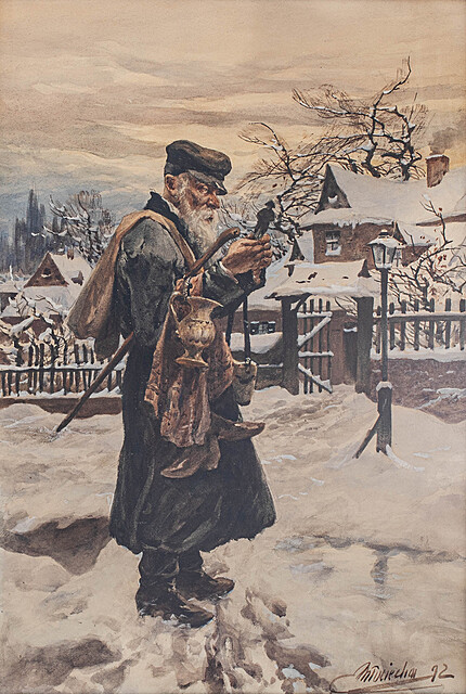 Żydowski sprzedawca w zimowym pejzażu, 1892