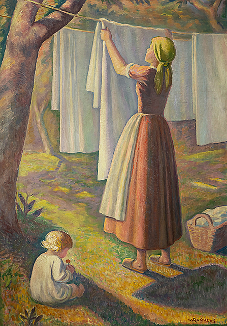 Wieszanie prania, lata 30. XX w.