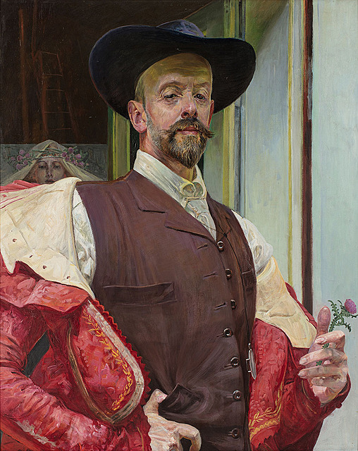 Autoportret z kwiatem ostu, 1911
