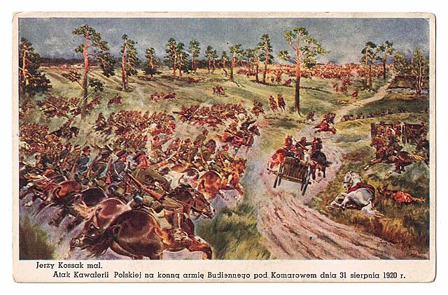 Jerzy Kossak mal. Atak Kawalerii Polskiej na konną armię Budiennego pod Komarowem dnia 31 siwrpnia 1920 r.