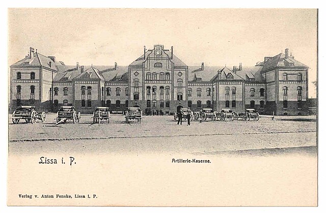 Lissa i. P. Artillerie-Kaserne. Koszary artylerii w Lesznie.