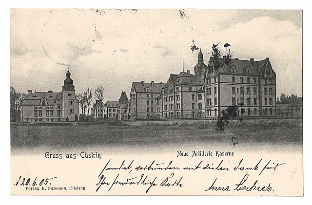 Gruss aus Custrin. Neue Artillerie Kaserne. Kostrzyn - koszary artylerii.