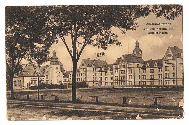 Kustrin-Altstadt. Artillerie-Kaserne mit Offizier-Kasino. Koszary artylerii i kasyno oficerskie. (Kostrzyn)